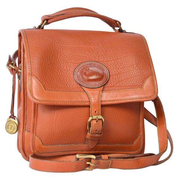 Dooney & Bourke Handbags - Vintage Dooney & Bourke British Tan All-Weather Leather Messenger Crossbody